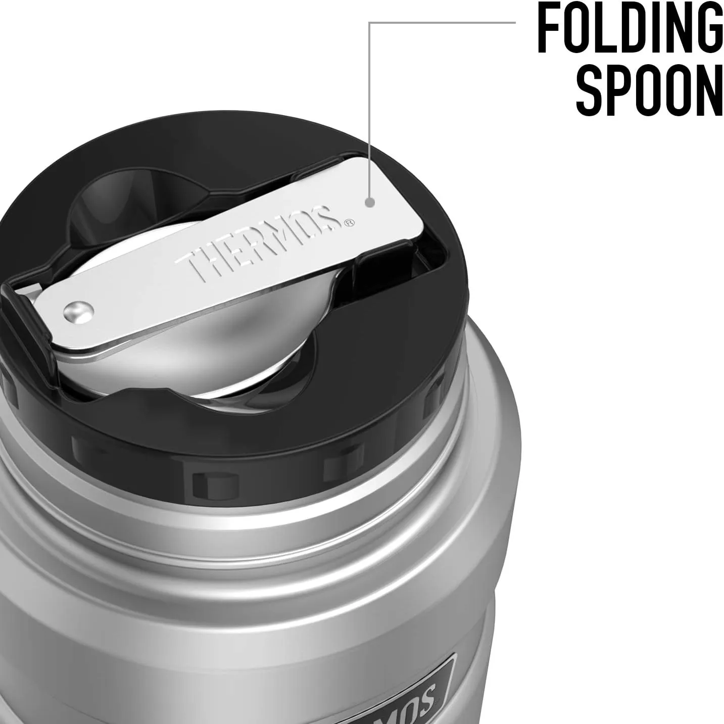 Scooby-Doo Ruh Roh Face, THERMOS STAINLESS KING Stainless Steel Food Jar with Folding Spoon, Vacuum insulated & Double Wall, 16oz