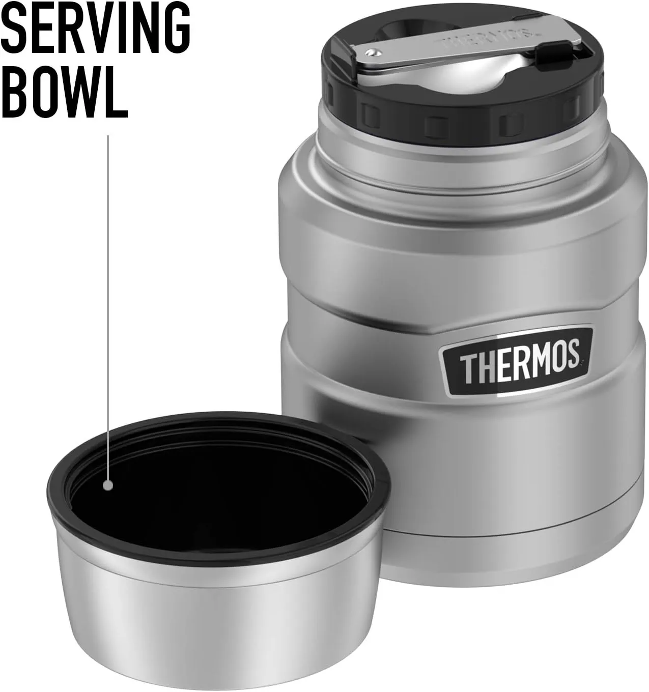Scooby-Doo Ruh Roh Face, THERMOS STAINLESS KING Stainless Steel Food Jar with Folding Spoon, Vacuum insulated & Double Wall, 16oz