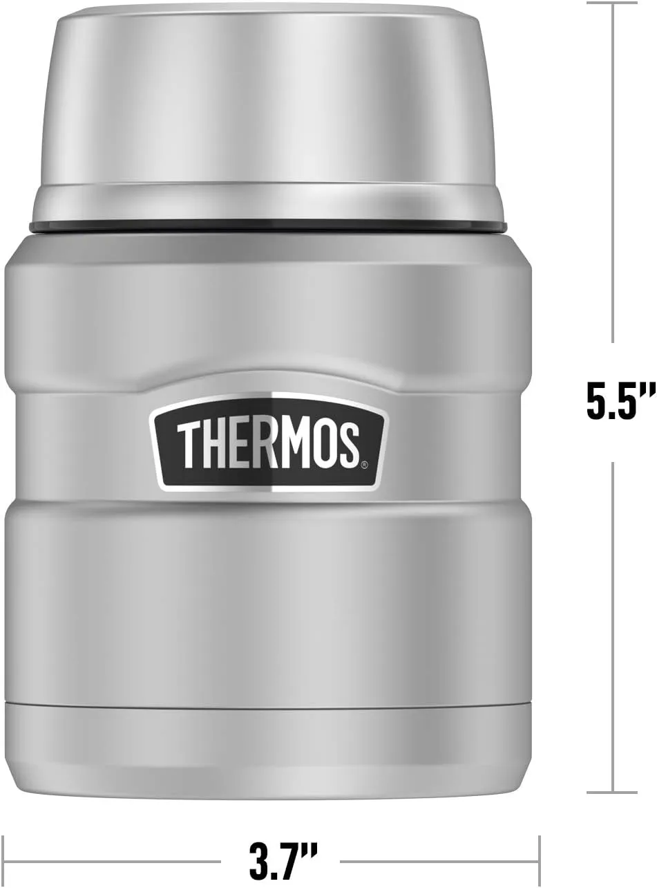 Scooby-Doo Ruh Roh Face, THERMOS STAINLESS KING Stainless Steel Food Jar with Folding Spoon, Vacuum insulated & Double Wall, 16oz