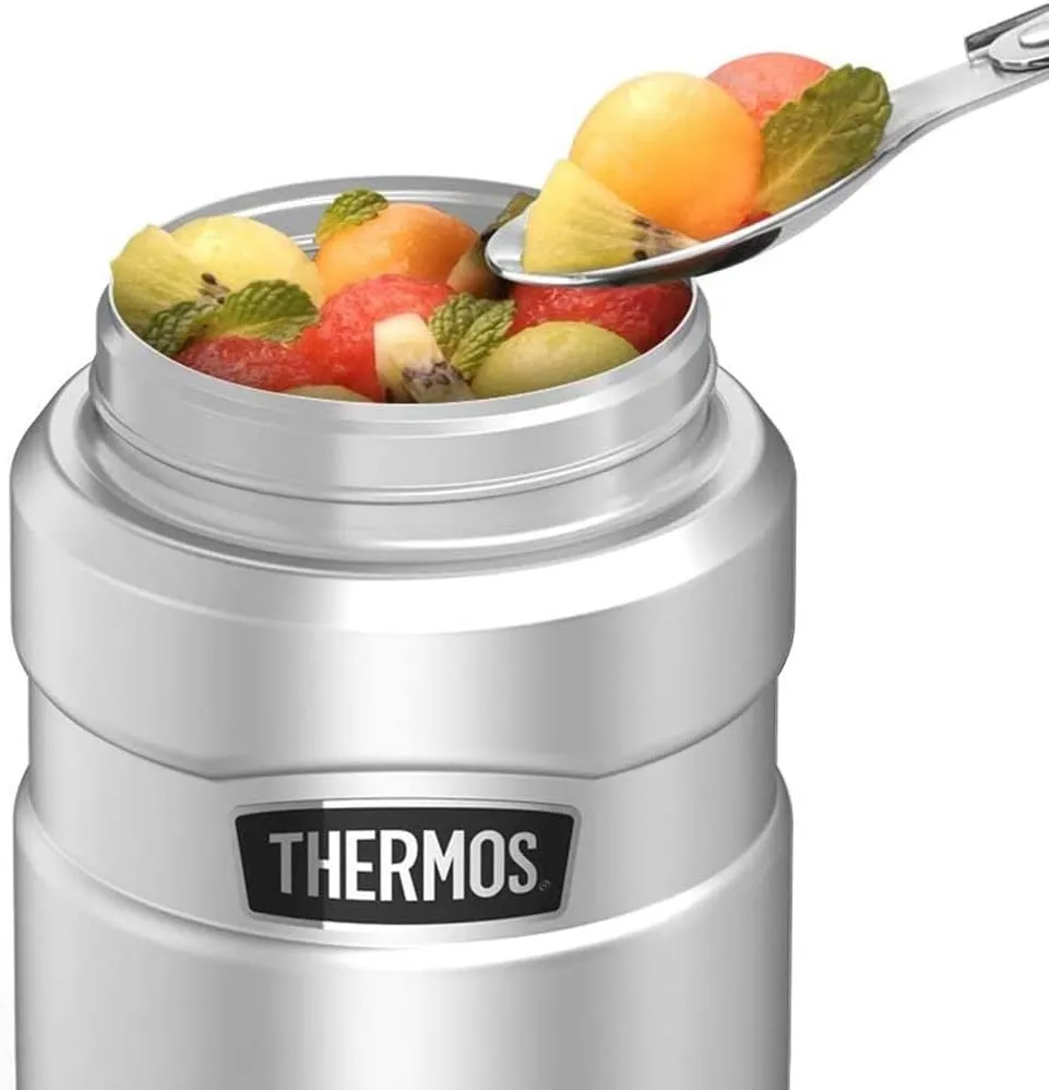 Scooby-Doo Ruh Roh Face, THERMOS STAINLESS KING Stainless Steel Food Jar with Folding Spoon, Vacuum insulated & Double Wall, 16oz