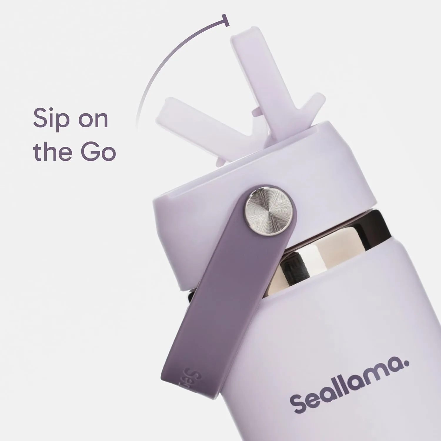 Seallama. Stainless Steel Wide Mouth Water Bottle - 2 Lids (Flex Straw Lid) and Double-Wall Vacuum Insulation - Leak Proof, BPA-Free, for Travel, Sports, School, and Car (Dusty Lavender, 21 oz)