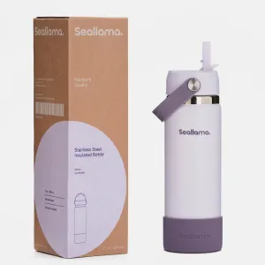 Seallama. Stainless Steel Wide Mouth Water Bottle - 2 Lids (Flex Straw Lid) and Double-Wall Vacuum Insulation - Leak Proof, BPA-Free, for Travel, Sports, School, and Car (Dusty Lavender, 21 oz)
