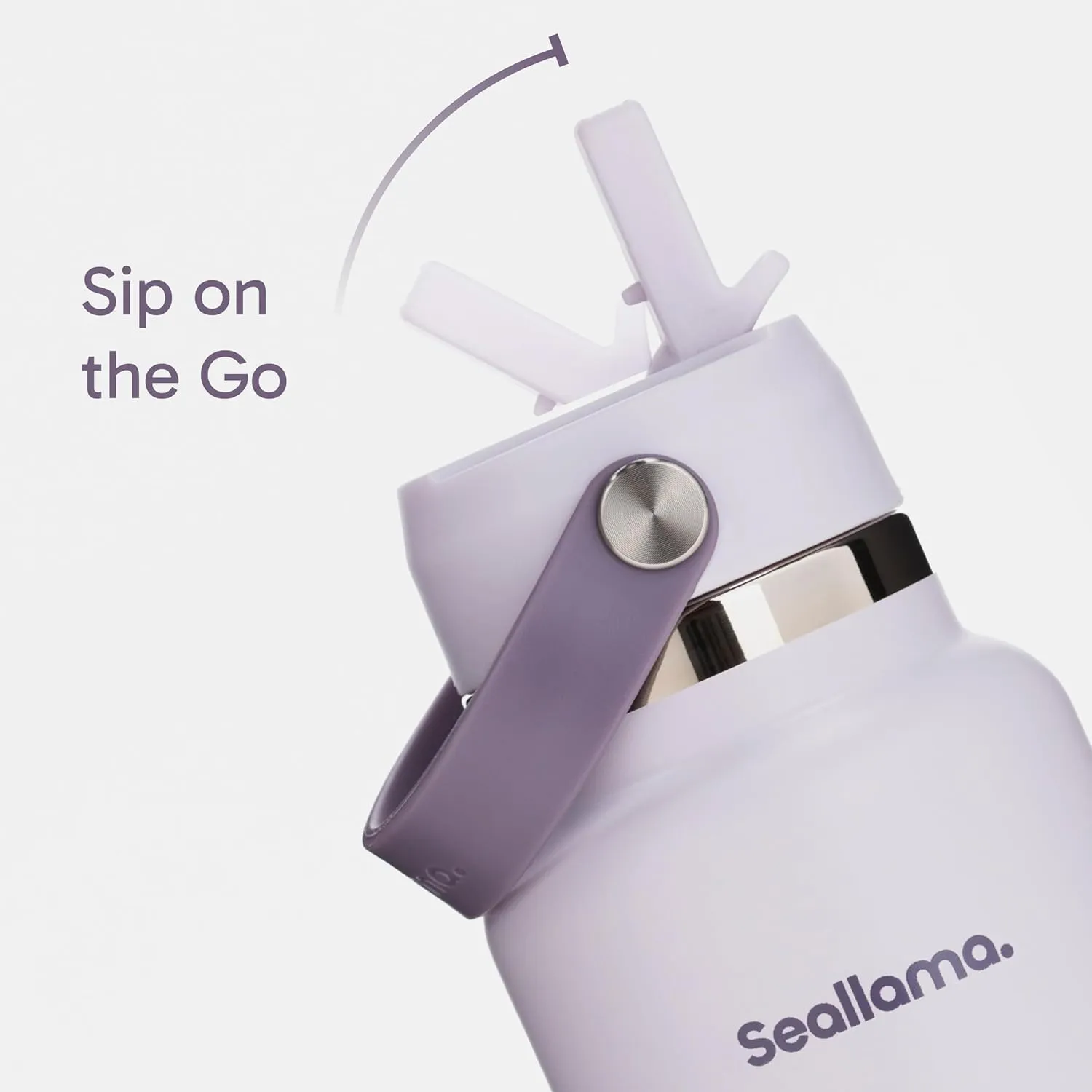 Seallama. Stainless Steel Wide Mouth Water Bottle - 2 Lids (Flex Straw Lid) and Double-Wall Vacuum Insulation - Leak Proof, BPA-Free, for Travel, Sports, School, and Car (Dusty Lavender, 32 oz)
