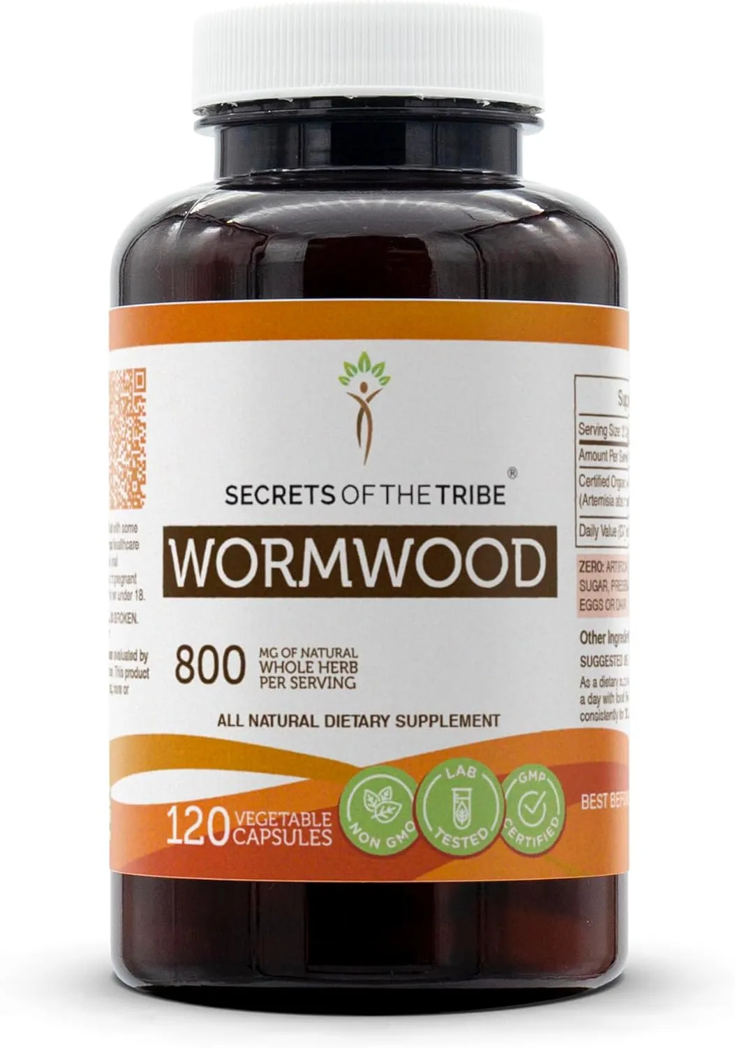 Secrets of the Tribe Wormwood 120 Capsules, 800 mg, Wormwood (Artemisia Absinthium) Dried Herb (120 Capsules)
