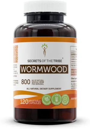 Secrets of the Tribe Wormwood 120 Capsules, 800 mg, Wormwood (Artemisia Absinthium) Dried Herb (120 Capsules)