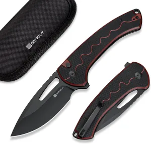 SENCUT Squiggy Pocket Knife, Camping Folding Knife with 3.89'' 9Cr18MoV Blade & G10 Handle, Reversible Clip for EDC Hiking S24082A-3 (Burgundy/Black)