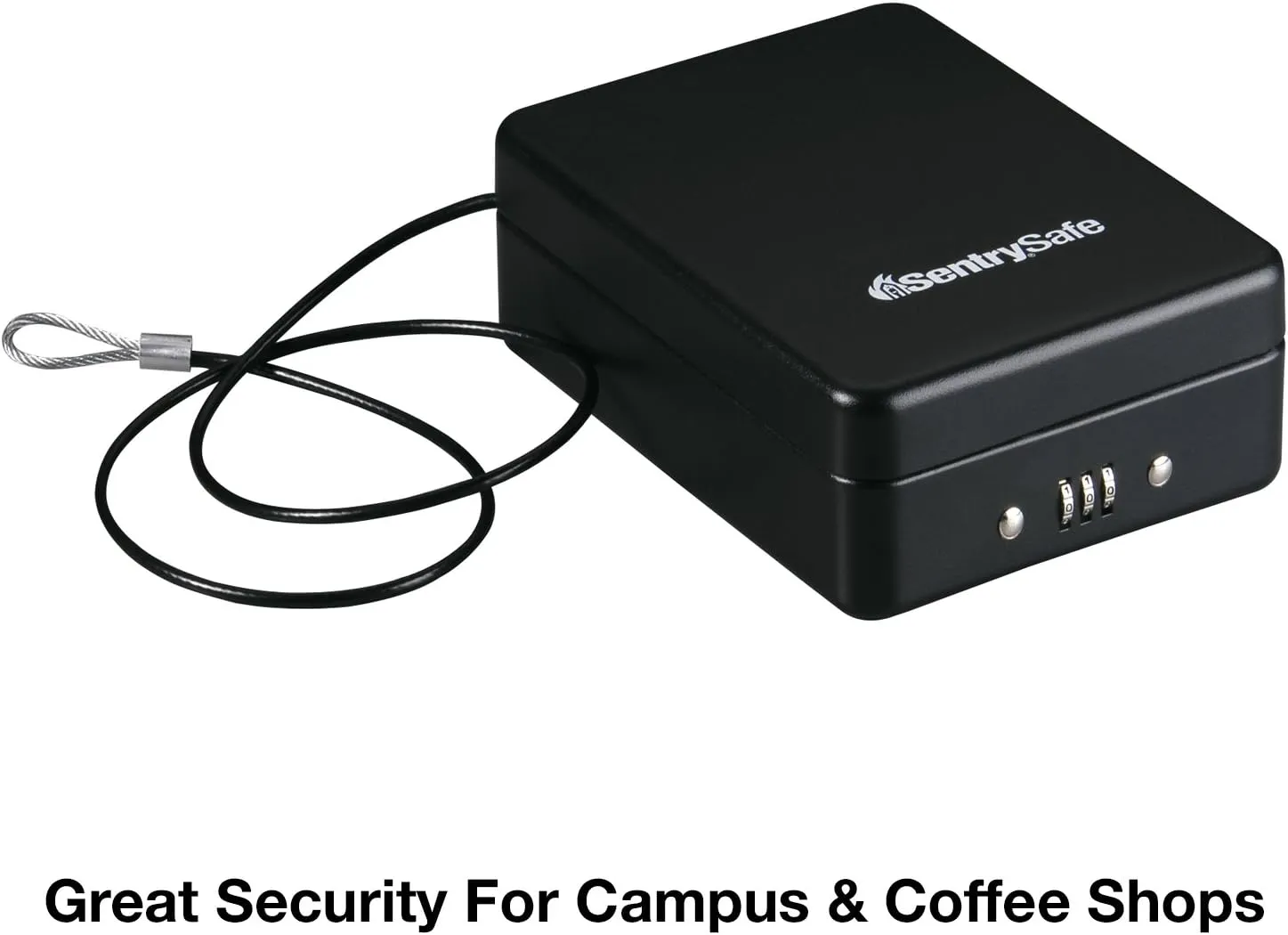 SentrySafe Small Safe, Black Lock Box with Combination Lock for Office or Dorm Secures Money, Passport, Jewelry, 0.05 Cubic Feet, Exterior: 2.6 in. H x 5.9 in. W x 8.0 in. D, ‎P005C