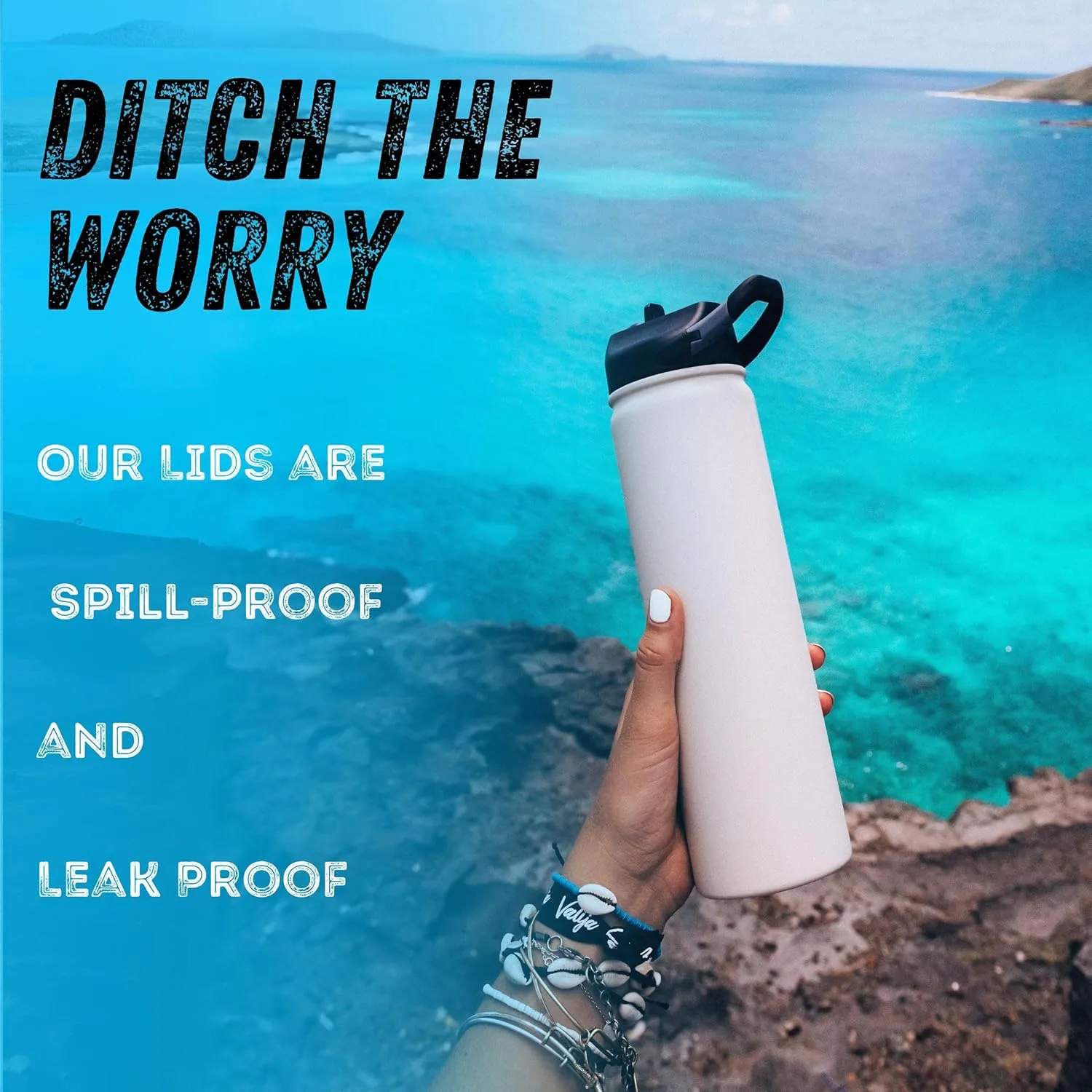 Seriously Ice Cold SIC 27oz Insulated Water Bottle Thermos, Premium Triple Layer Vacuum Stainless Steel, BPA Free Wide Mouth Lid with Carabiner Clip