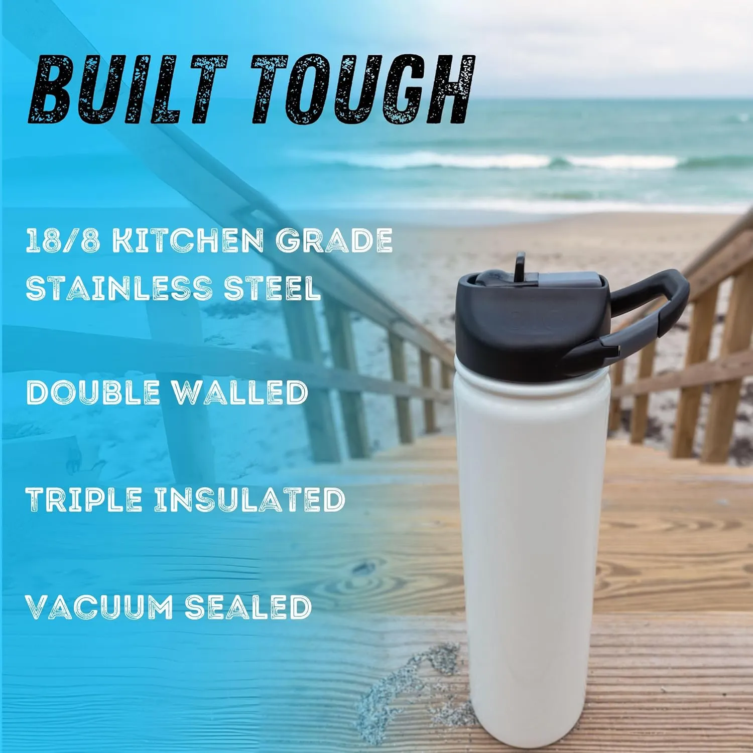 Seriously Ice Cold SIC 27oz Insulated Water Bottle Thermos, Premium Triple Layer Vacuum Stainless Steel, BPA Free Wide Mouth Lid with Carabiner Clip