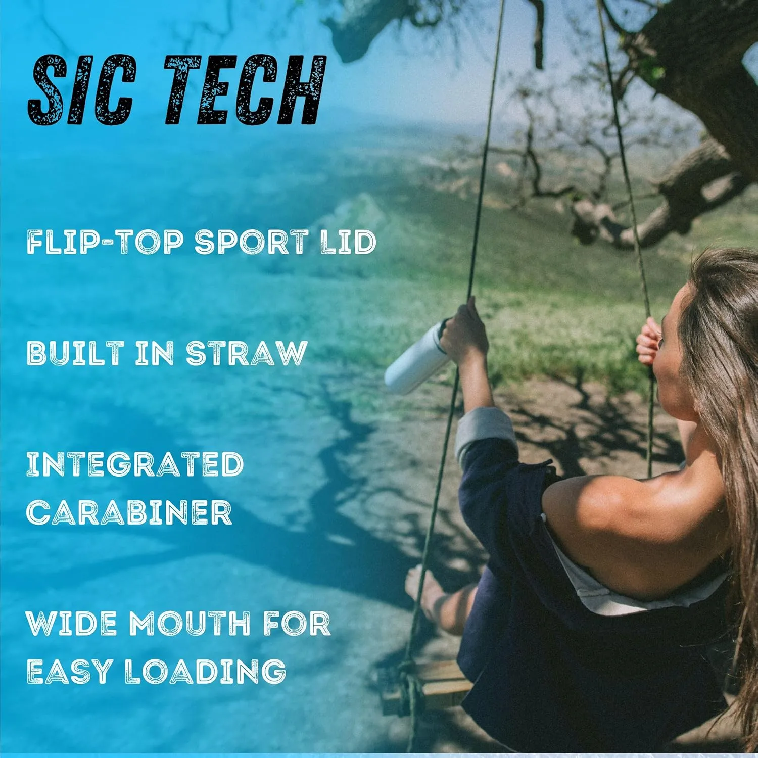 Seriously Ice Cold SIC 27oz Insulated Water Bottle Thermos, Premium Triple Layer Vacuum Stainless Steel, BPA Free Wide Mouth Lid with Carabiner Clip