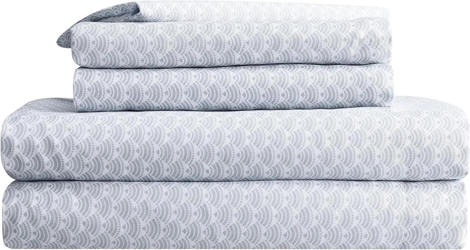 Serta Simply Clean Lightweight 7 Piece Pleated Bed in a Bag for All Season, Queen, Grey