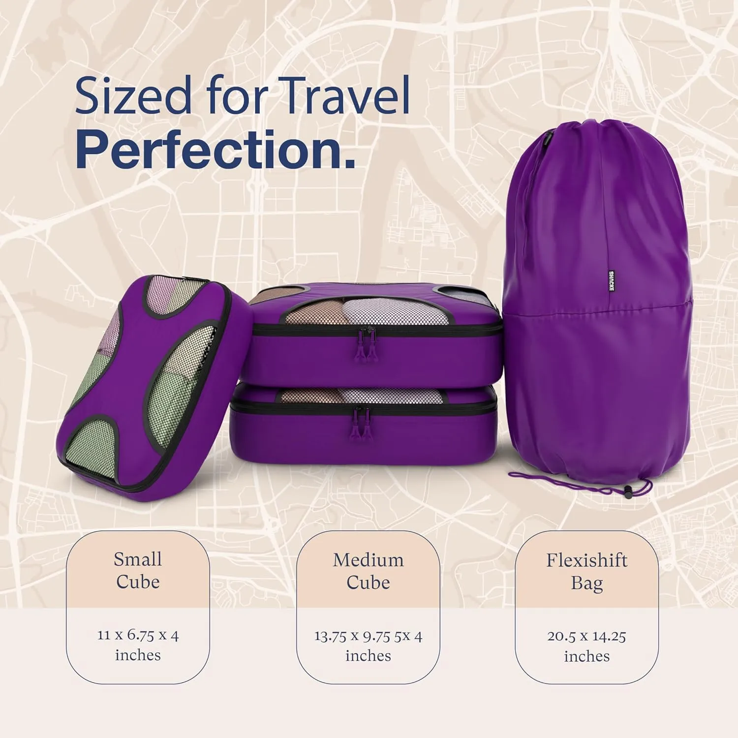 Shacke 6 Set Packing Cubes for Travel Lightweight Luggage Organizer