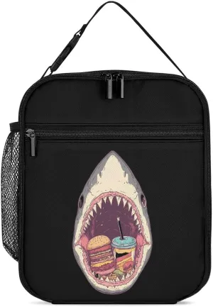 Shark Junk Food Lunch Box for Men Women Insulated Lunchbox Portable Cooler Tote Bag with Handle for Work Picnic