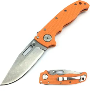 Shark-Lock Folding Pocket Knife, AD20.5 Thumb Assisted Open Folding Knife with 2.9’’ 8Cr13MoV Steel Blade Orange Grivory Handle, Reversible Pocketclip, for Camping Hunting