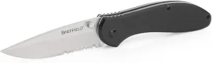 Sheffield 12164 Berda Assisted Open Knife, 3 Inch Blade EDC Knife, for Survival Gear, Self Defense, and More, G10 Handle, Partially Serrated