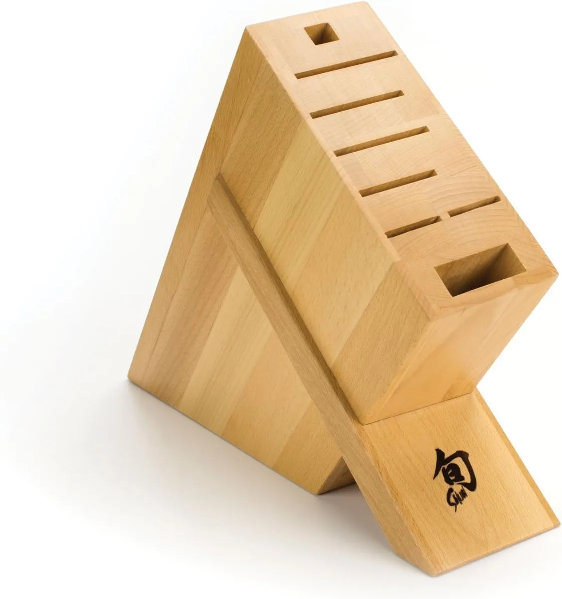Shun Kickstand Knife Block, 8 Slot Wooden Knife Holder, Made from Genuine Blonde Beechwood, Kitchen Storage for Professional and Home Chefs