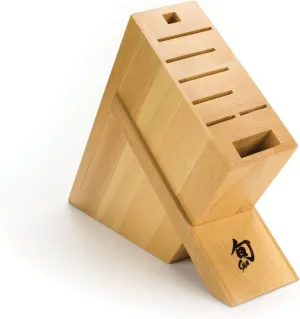 Shun Kickstand Knife Block, 8 Slot Wooden Knife Holder, Made from Genuine Blonde Beechwood, Kitchen Storage for Professional and Home Chefs