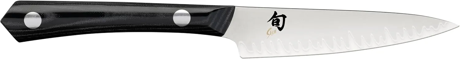 Shun Narukami 4" Paring Knife, Handcrafted Japanese Vegetable & Fruit Knife, Blue II Carbon Steel Core and San Mai Stainless Steel Cladding, Micarta Handle, Small Kitchen Tool