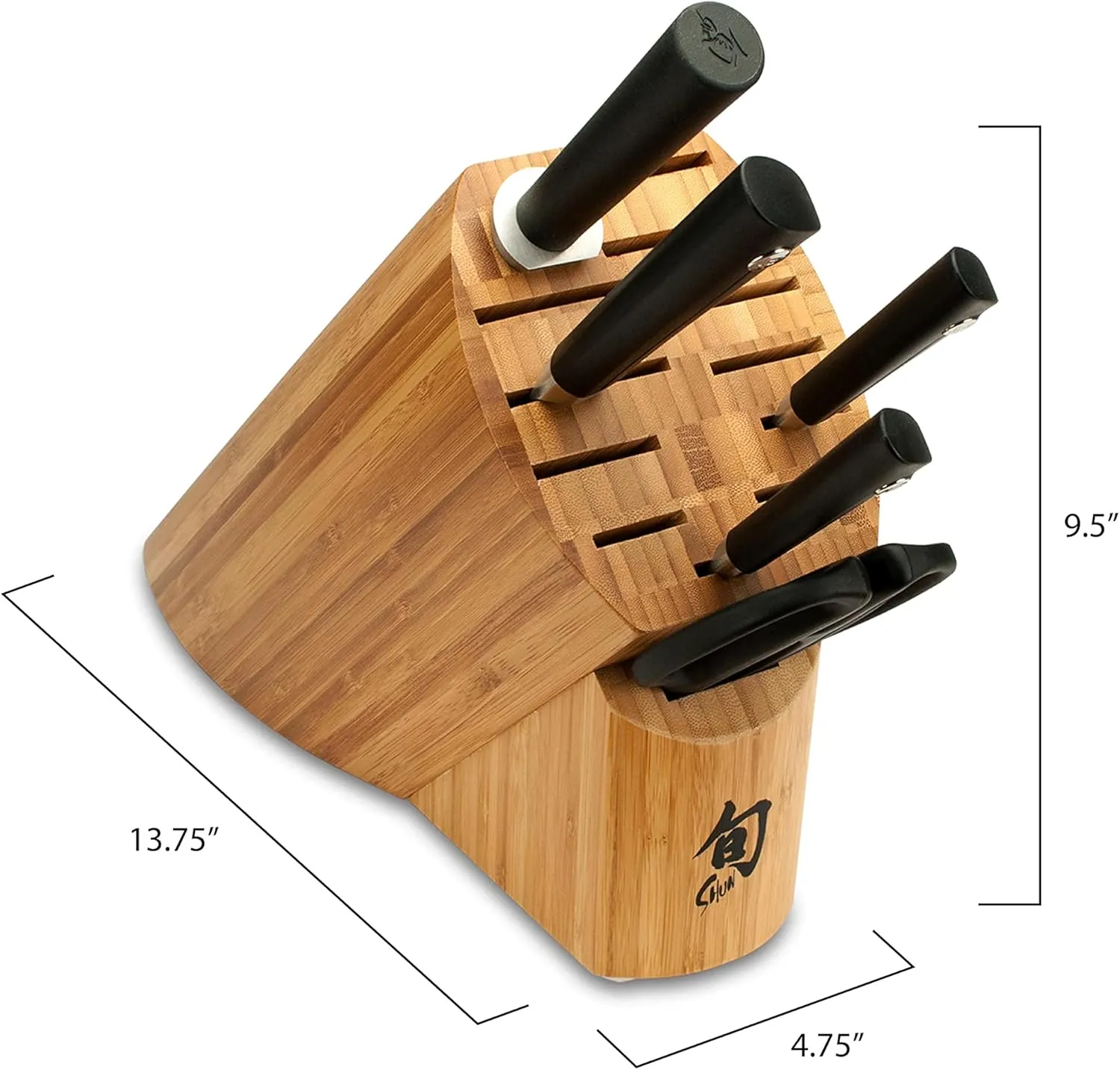 Shun Sora 6 Piece Block Set, Includes 8" Chef, 3.5" Paring, 6" Utility Knives & More, Handcrafted Japanese Knife Set, VG10 Steel Edges and 420J Stainless Steel Blades, Balanced Handles