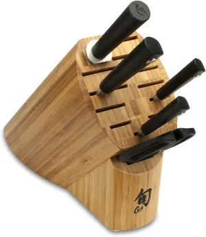 Shun Sora 6 Piece Block Set, Includes 8" Chef, 3.5" Paring, 6" Utility Knives & More, Handcrafted Japanese Knife Set, VG10 Steel Edges and 420J Stainless Steel Blades, Balanced Handles