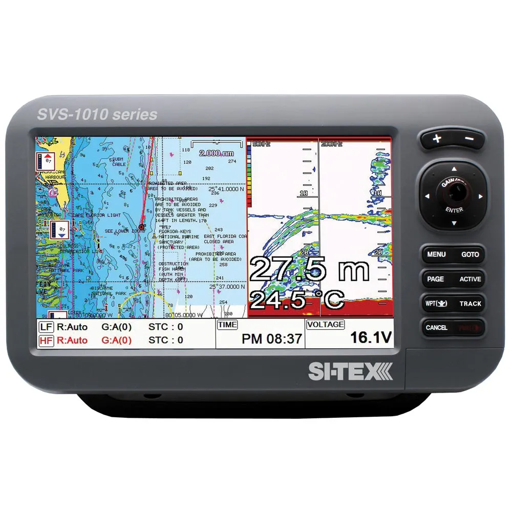 SI-TEX SVS-1010CF 10" Chartplotter/Sounder Combo w/Internal GPS Antenna & Navionics  Card | SVS-1010CF