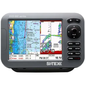 SI-TEX SVS-880CF 8" Chartplotter/Sounder Combo w/Internal GPS Antenna & Navionics  Flexible Coverage Chart Card | SVS-880CF