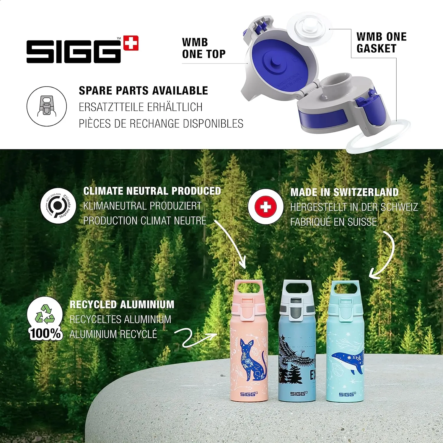 SIGG - Aluminium Water Bottle for Children - WMB One Batman - Suitable for Carbonated Drinks - Leak-Proof - Feather-Light - BPA-Free - ClimatePartner Certified - Sports & School - White - 0.6 L