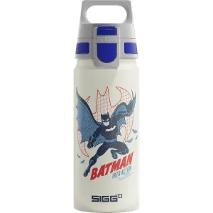 SIGG - Aluminium Water Bottle for Children - WMB One Batman - Suitable for Carbonated Drinks - Leak-Proof - Feather-Light - BPA-Free - ClimatePartner Certified - Sports & School - White - 0.6 L