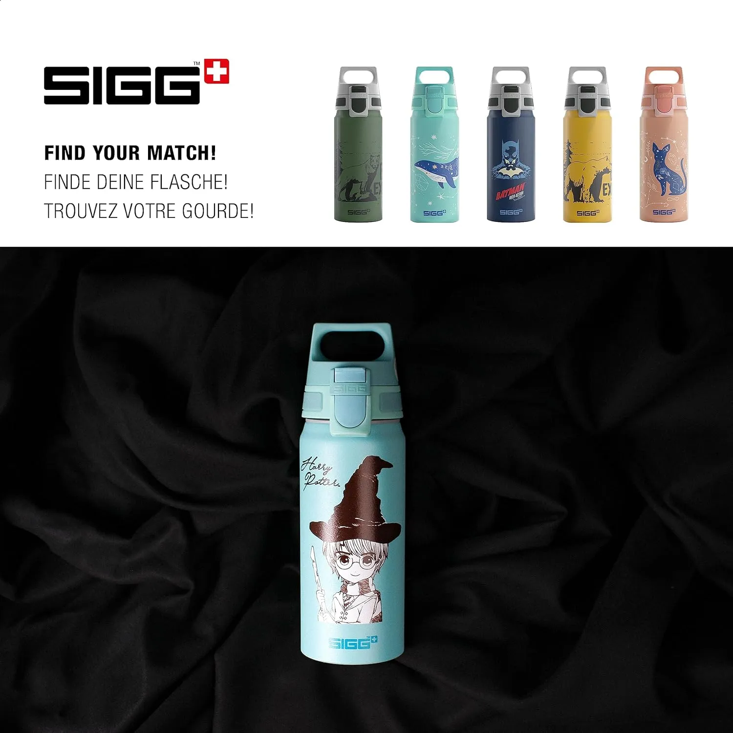 SIGG - Aluminium Water Bottle for Children - WMB One Harry Potter - Suitable for Carbonated Drinks - Leak-Proof - Feather-Light - BPA-Free - Climate Neutral Certified - Blue - 0.6 L