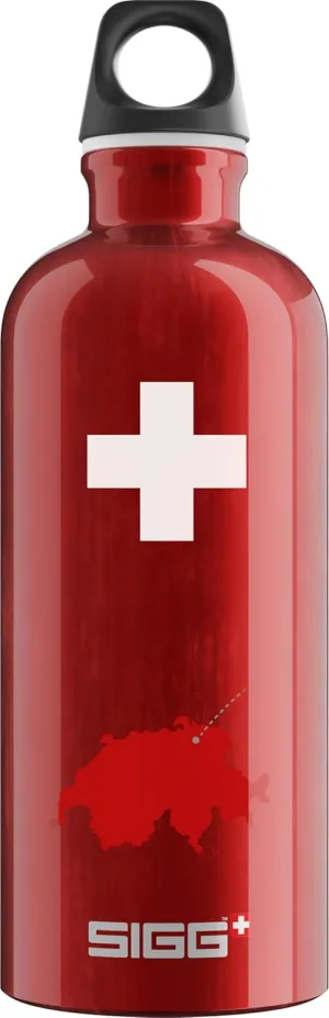 SIGG - Aluminium Water Bottle - Traveller Swiss County - Climatepartner Certified - Suitable for Carbonated Drinks - Leak-Proof - Feather-Light - BPA-Free - Outdoor - Swiss - 0.6 L