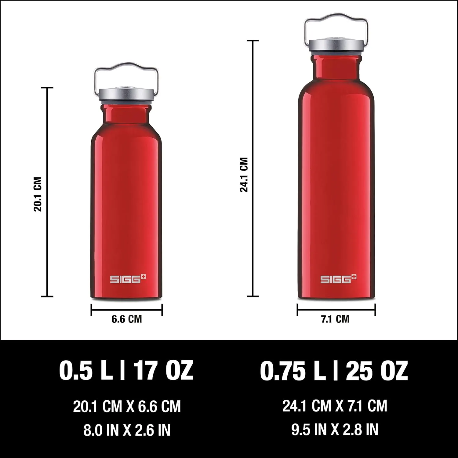 SIGG - Aluminum Water Bottle Original - Made in Switzerland - Lightweight - BPA-free - for Carbonated Drinks 17 / 25 Oz