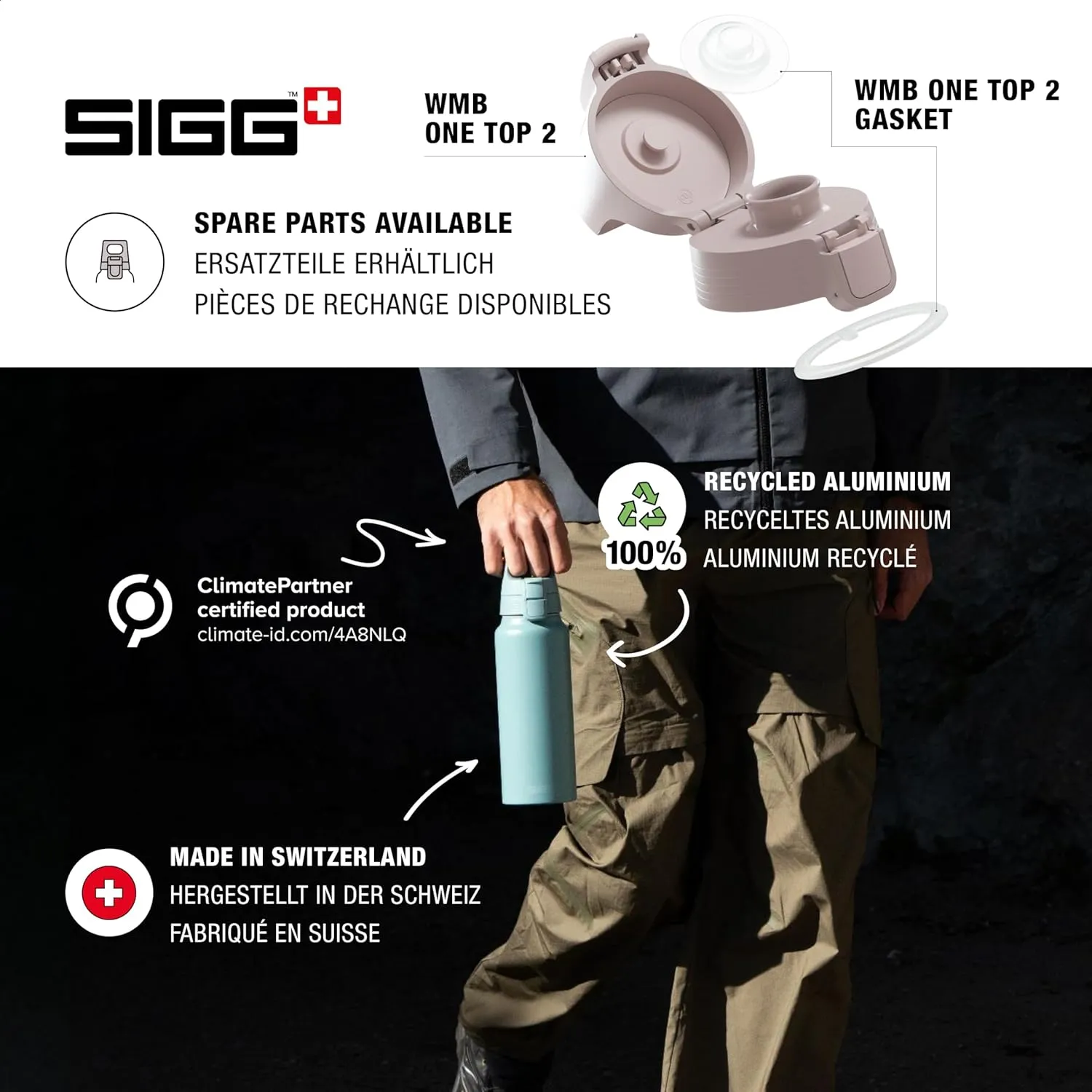 SIGG - Aluminum Water Bottle - WMB Pathfinder Dusk - ClimatePartner Certified - Suitable for Carbonated Beverages - Leakproof & Lightweight - BPA Free - Dusk - 34 Oz