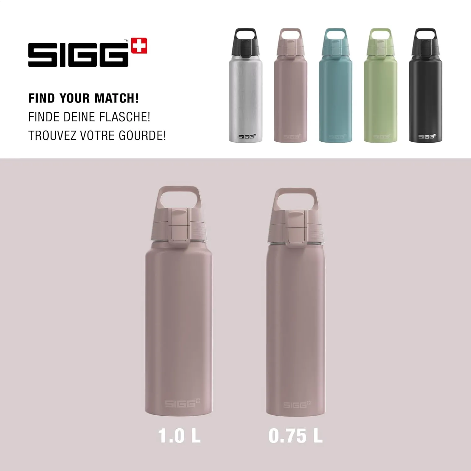 SIGG - Aluminum Water Bottle - WMB Pathfinder Dusk - ClimatePartner Certified - Suitable for Carbonated Beverages - Leakproof & Lightweight - BPA Free - Dusk - 34 Oz