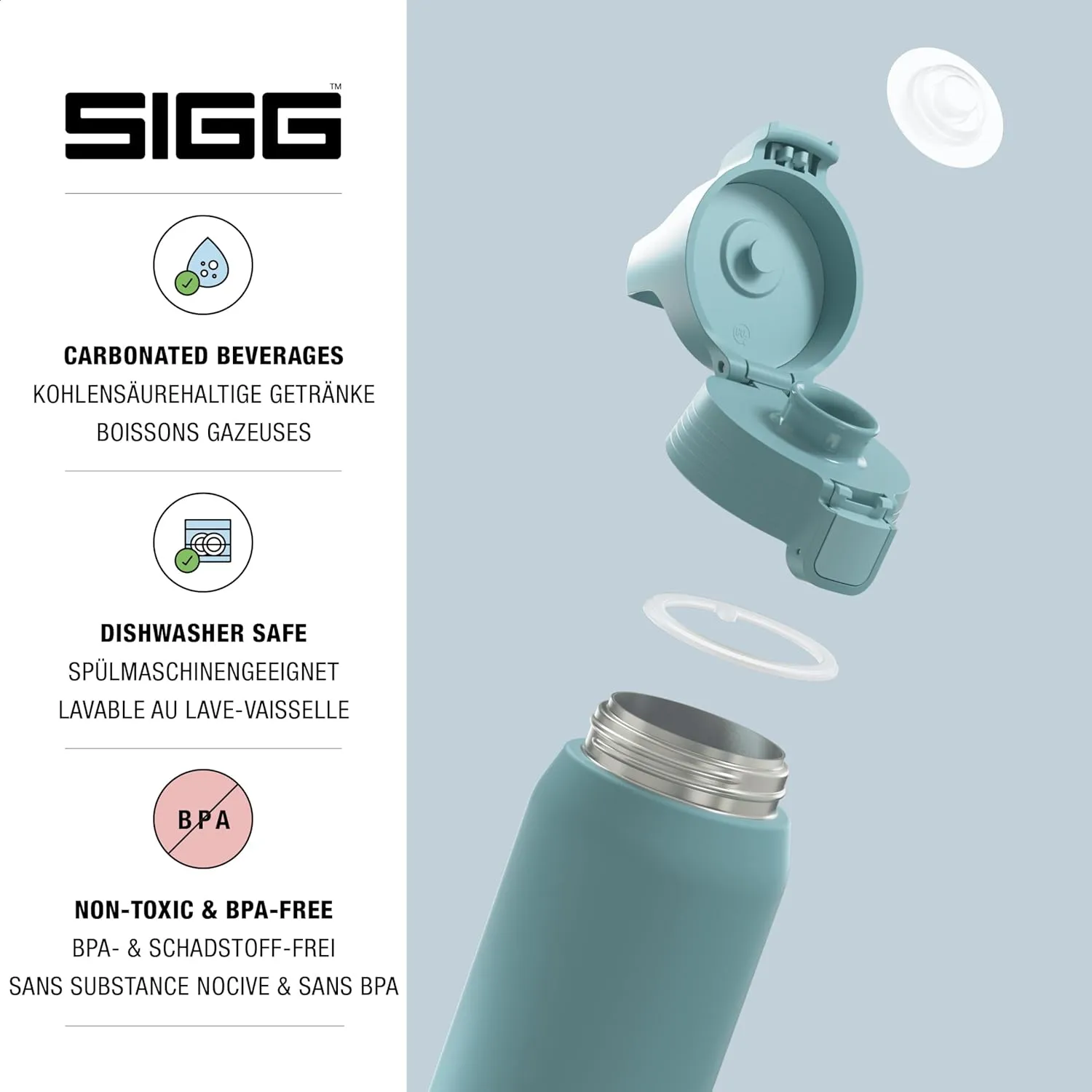 SIGG - Shield Therm- Stainless Steel Insulated Water Bottle - Carbonated Drinks, Leakproof, BPA Free, Recycled, 25, 34Oz