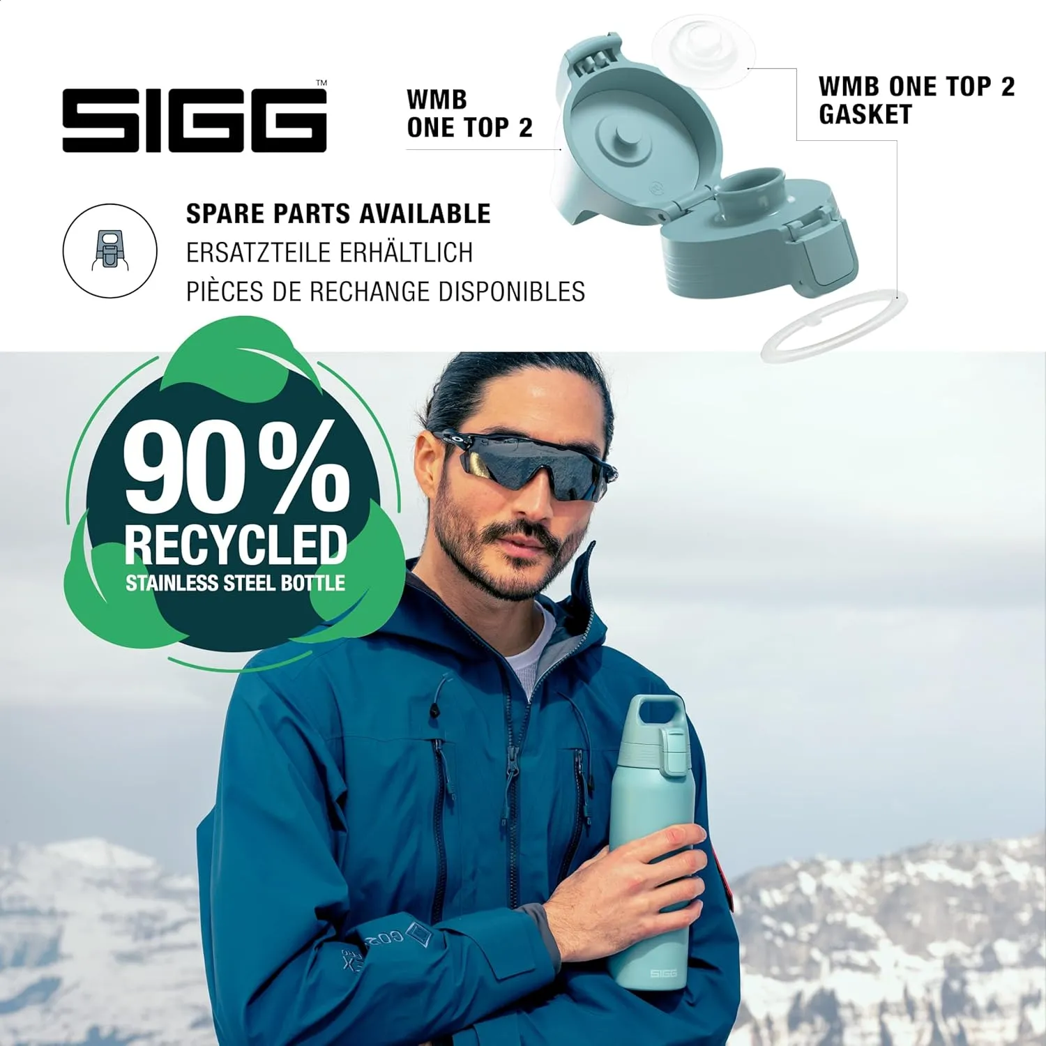 SIGG - Shield Therm- Stainless Steel Insulated Water Bottle - Carbonated Drinks, Leakproof, BPA Free, Recycled, 25, 34Oz