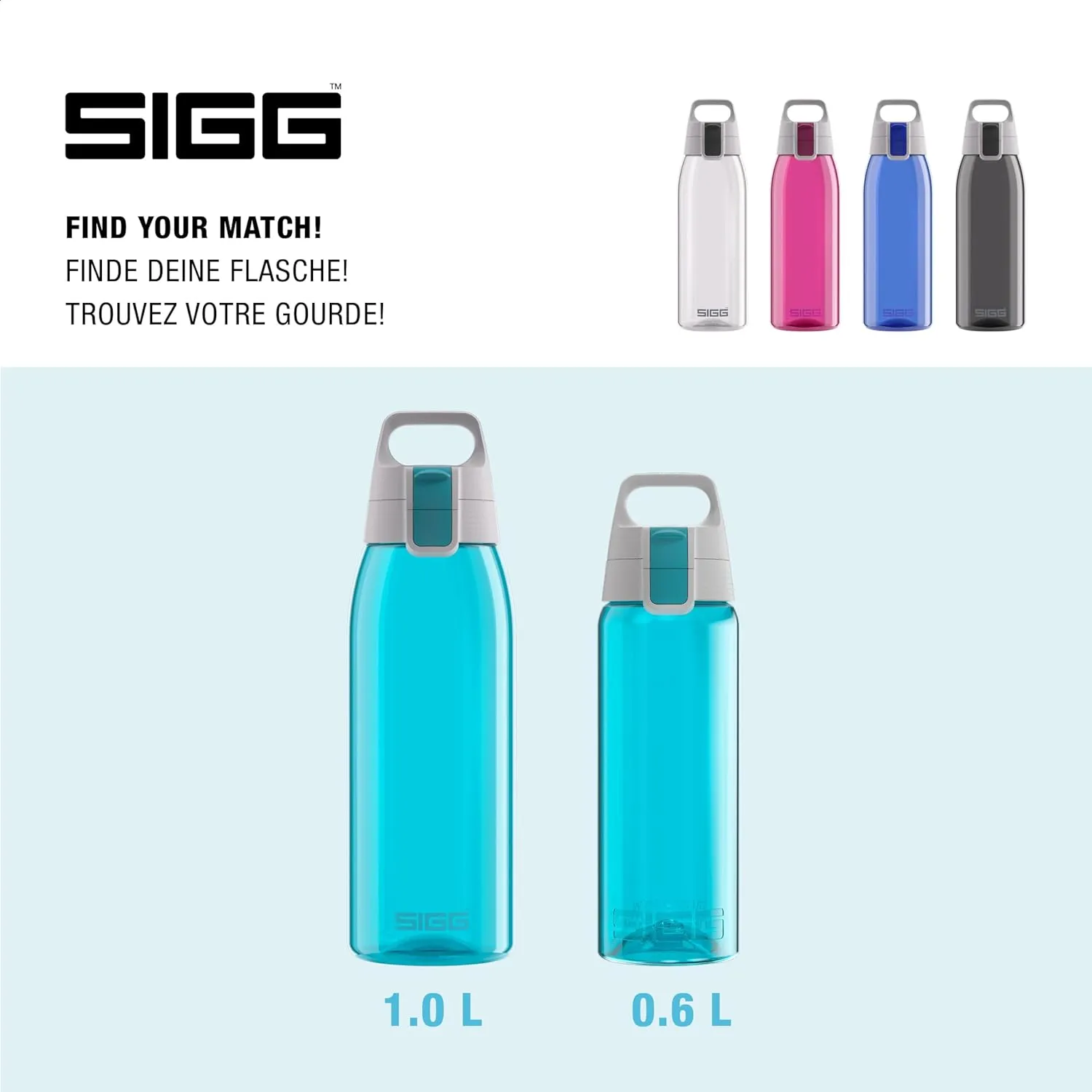 SIGG - Total Color - Refillable Sports Water Bottle - Tritan - Carbonated Drinks - Dishwasher Safe - BPA Free 20Oz, 34Oz
