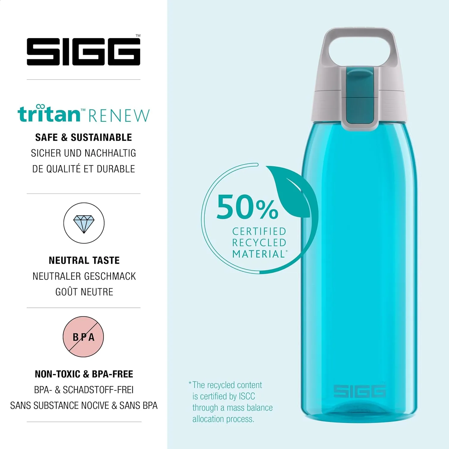 SIGG - Total Color - Refillable Sports Water Bottle - Tritan - Carbonated Drinks - Dishwasher Safe - BPA Free 20Oz, 34Oz