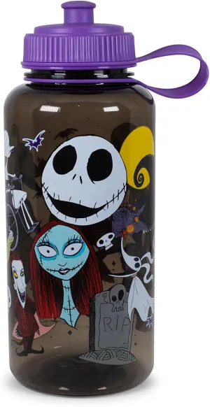 Silver Buffalo Disney's The Nightmare Before Christmas Water Bottle | BPA-Free Large Plastic Water Jug With Screw Top Lid | Hydration For Outdoor Sports, Gym, Yoga | Holds 34 Ounces