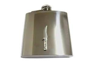 Silver Toned Knife 6 Oz. Stainless Steel Flask