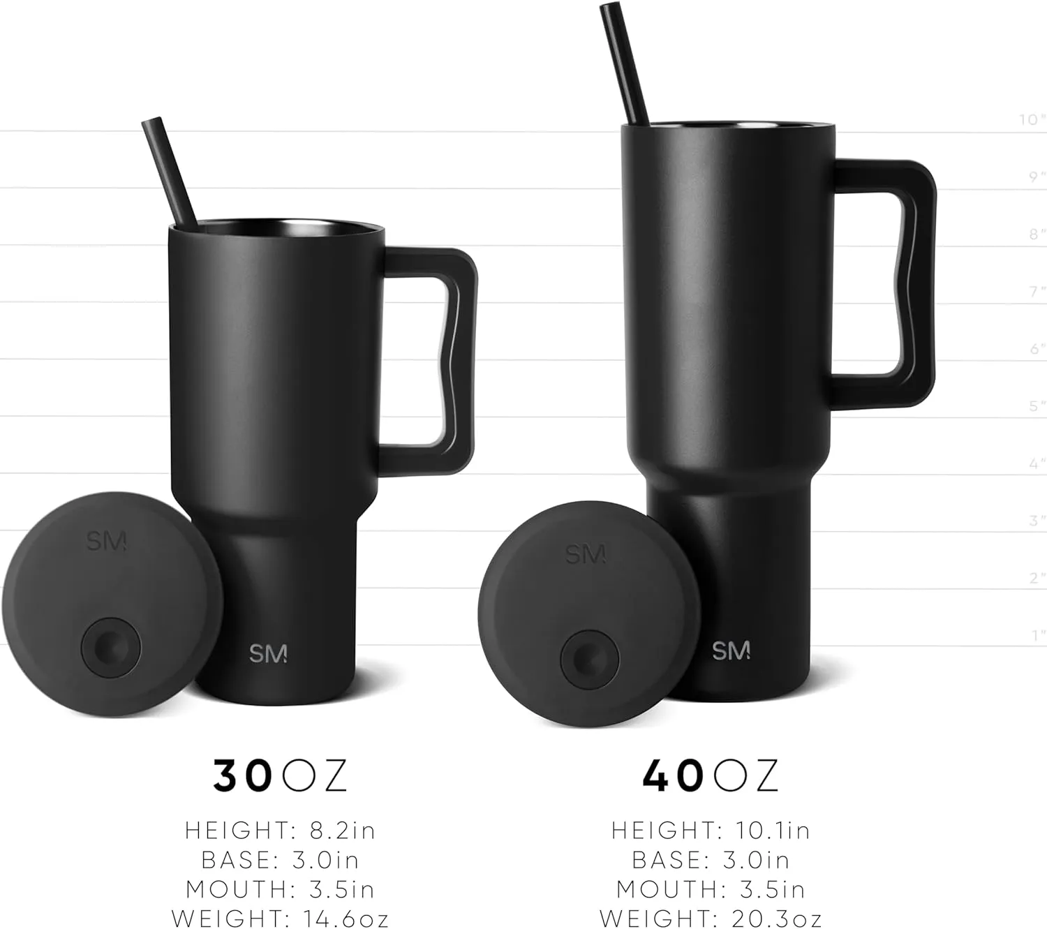 Simple Modern 40 oz Trek Tumbler with Handle and Straw Lid | Cup Holder Friendly Insulated Stainless Steel Travel Mug | Strawberry Fields