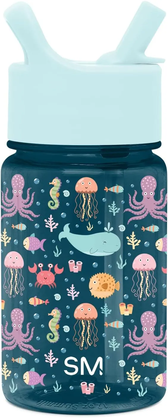 Simple Modern Kids Water Bottle Plastic BPA-Free Tritan Cup with Leak Proof Straw Lid | Reusable and Durable for Toddlers, Girls | Summit Collection | 12oz, Under the Sea