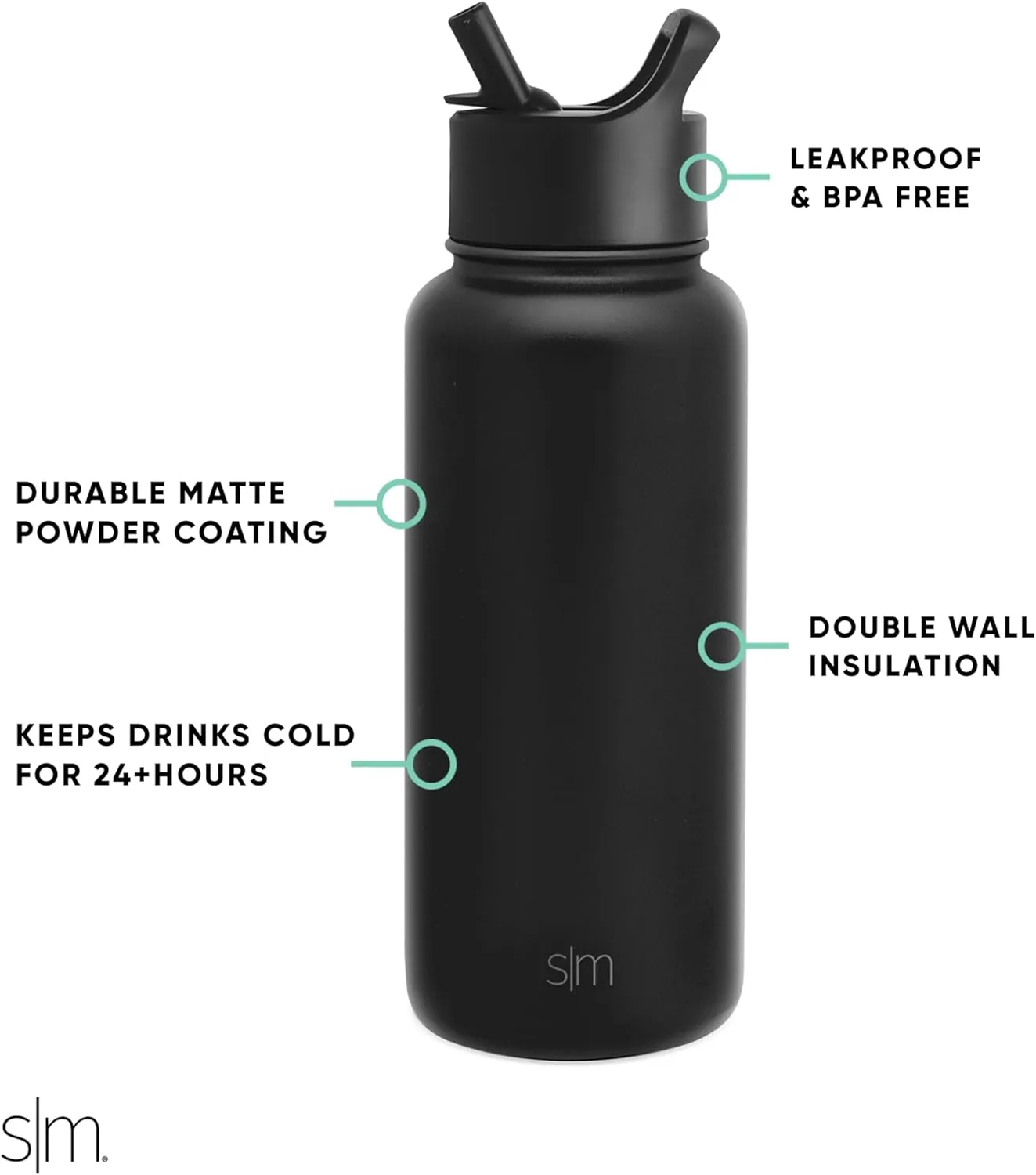 Simple Modern Officially Licensed Collegiate University Water Bottle with Straw lid Insulated Stainless Steel Thermos | Summit Collection | 32oz
