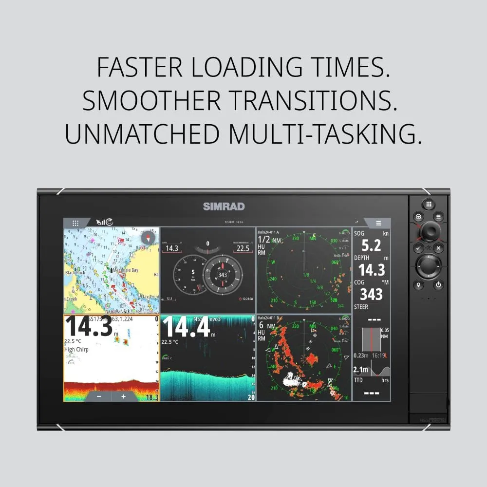 Simrad NSS Evo3S 9", 12" and 16" Multifunction Fish Finder Chartplotter with Preloaded C-MAP US Enhanced Charts