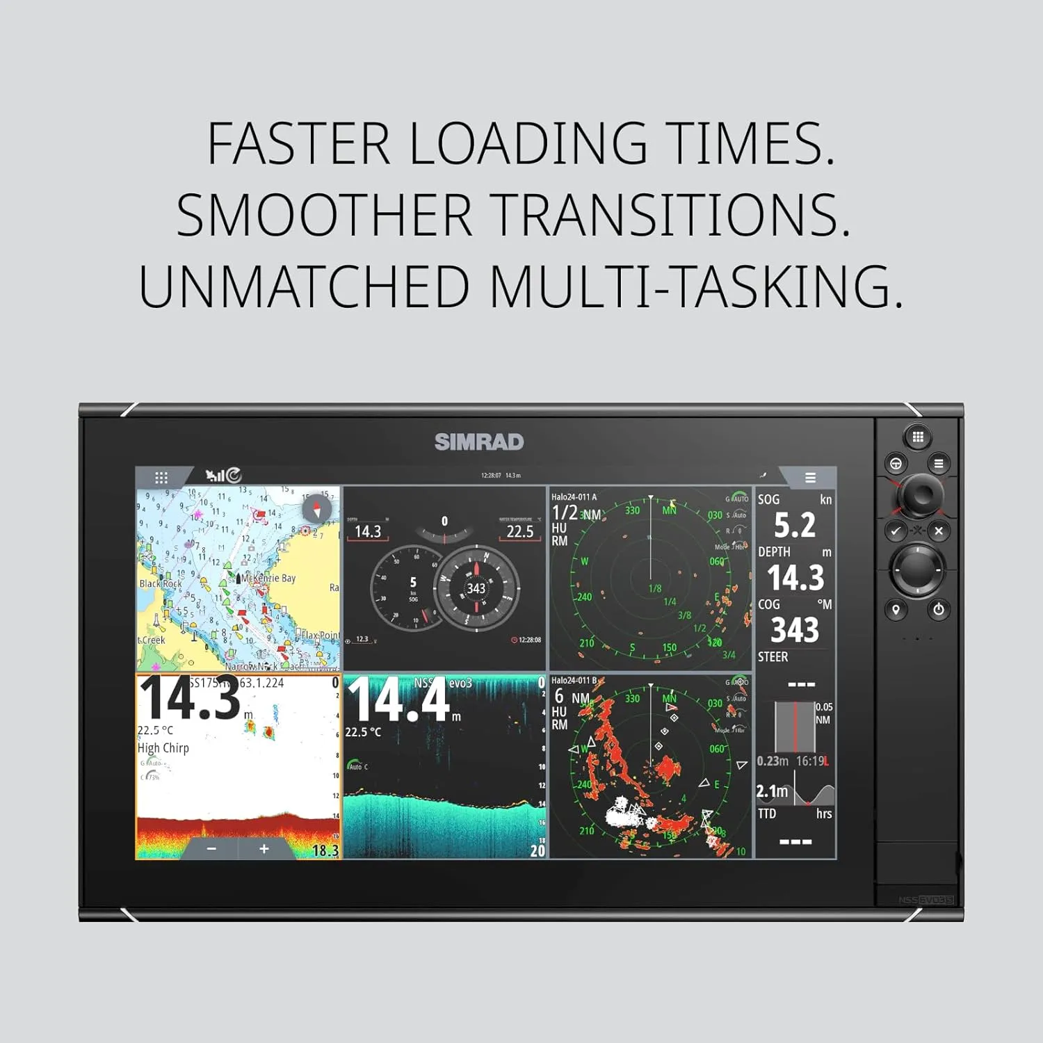 Simrad NSS Evo3S 9", 12" and 16" Multifunction Fish Finder Chartplotter with Preloaded C-MAP US Enhanced Charts