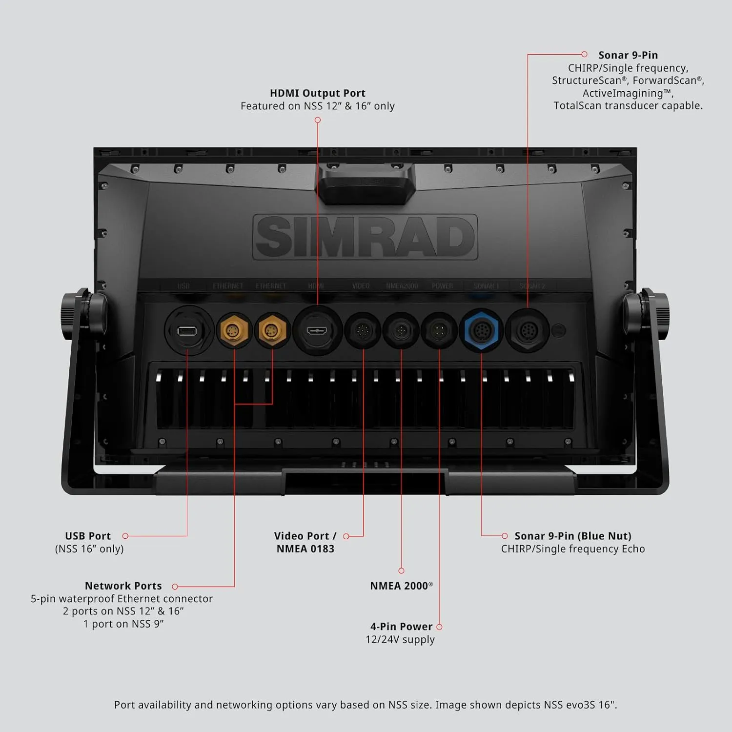 Simrad NSS Evo3S 9", 12" and 16" Multifunction Fish Finder Chartplotter with Preloaded C-MAP US Enhanced Charts