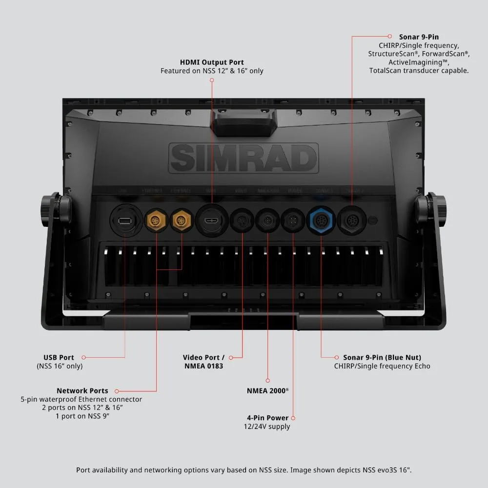 Simrad NSS Evo3S 9", 12" and 16" Multifunction Fish Finder Chartplotter with Preloaded C-MAP US Enhanced Charts