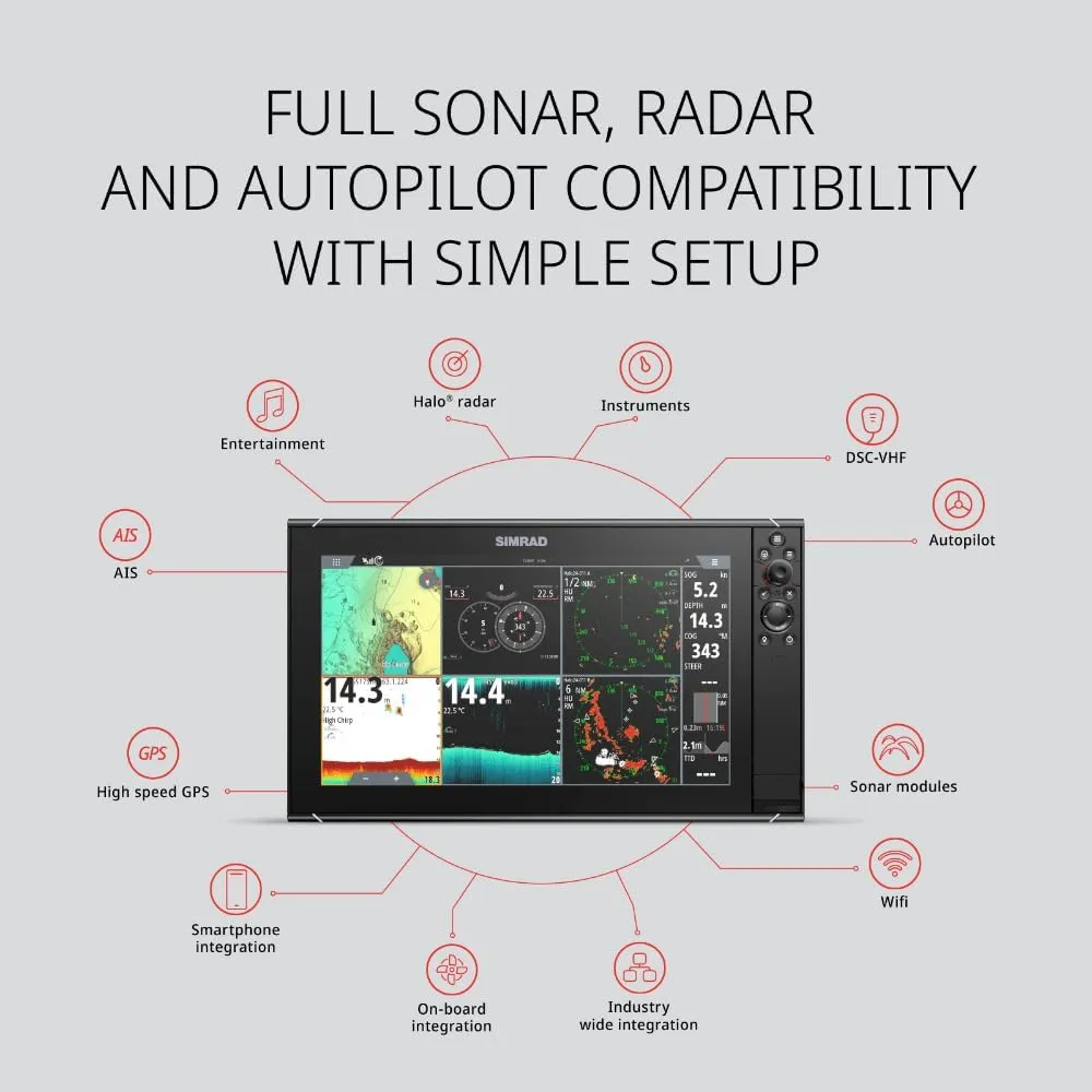 Simrad NSS Evo3S 9", 12" and 16" Multifunction Fish Finder Chartplotter with Preloaded C-MAP US Enhanced Charts