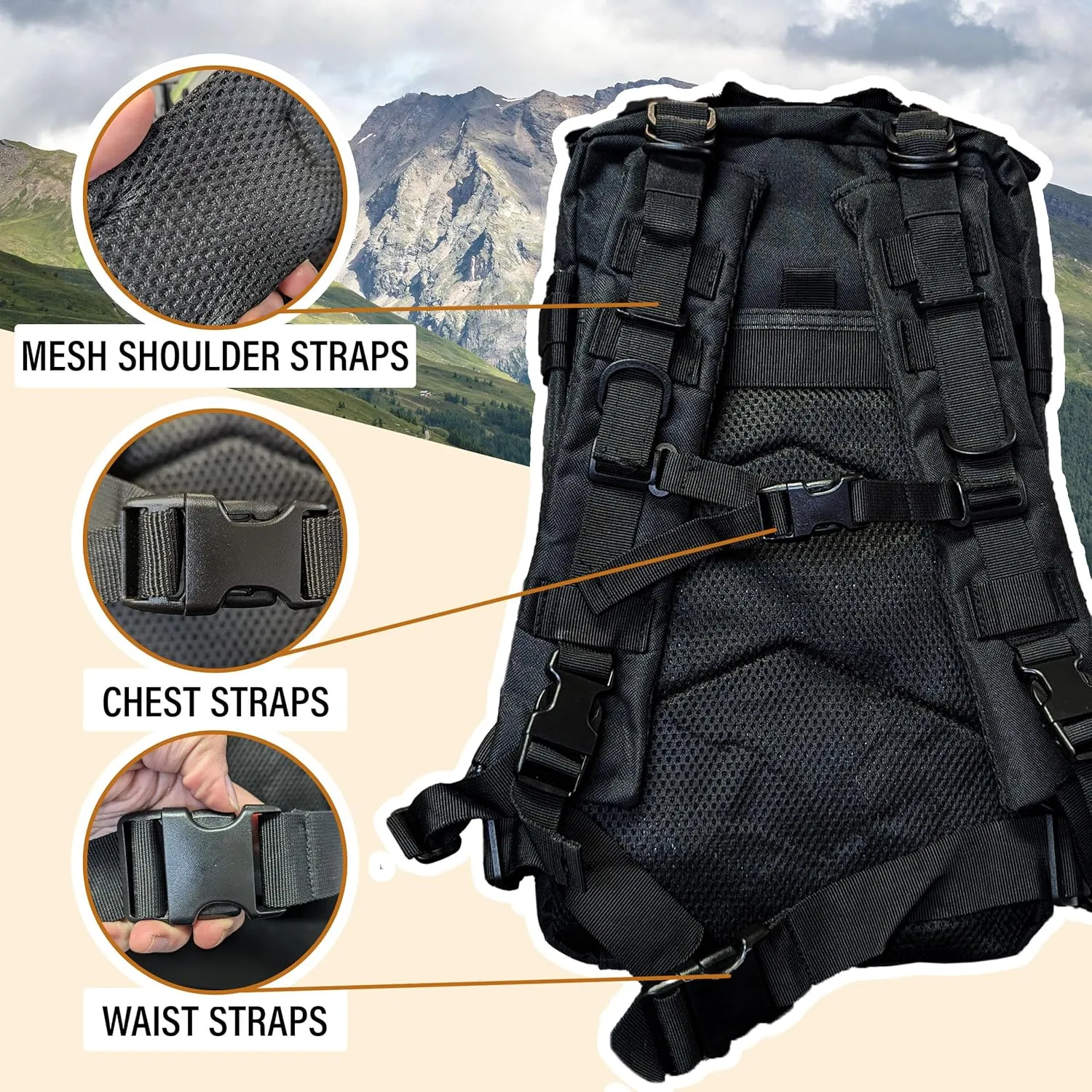 Sirius Tactical Backpack - 30L Capacity - Heavy Duty 900D Polyester - Hunting, Hiking or Camping Backpack – Military Backpack (Olive Drab)