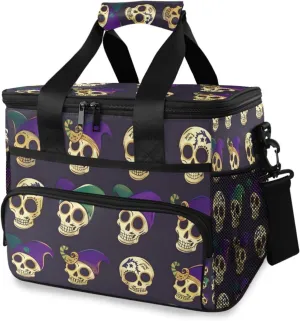 Skeletons Purple Skull Black Cooler Bag Insulated Cooler Soft Sided Cooler 24 Can Portable Picnic Bag Large Leakproof Lunch Bag Box for Beach Grocery Camping Travel Car Men Women