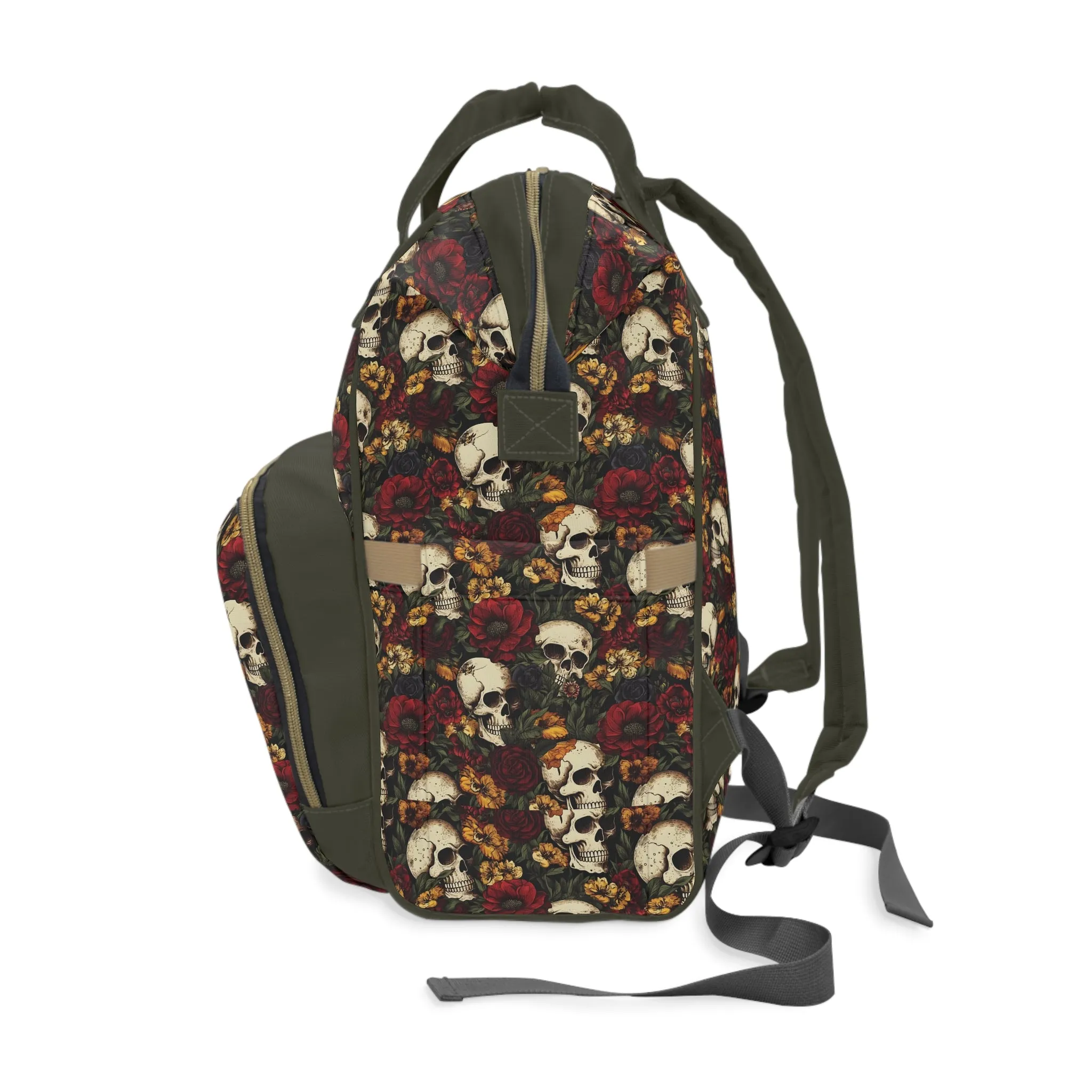 Skull Print Diaper Backpack - Multifunctional & Durable Baby Bag for Stylish Parents, Spacious & Organized Nappy Bag